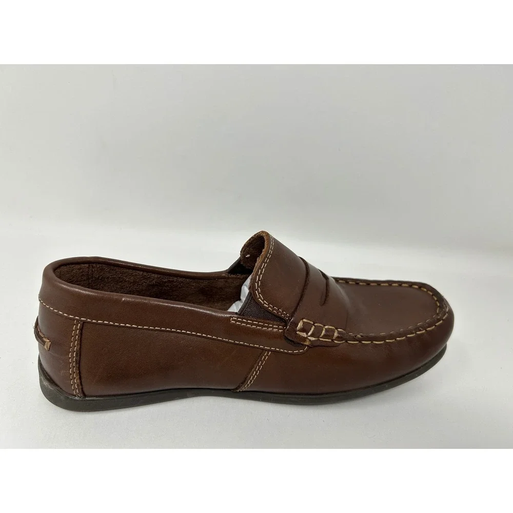 Florsheim Kids 4 M Brown Leather Penny Loafer Memory Foam Slip On Dress Shoes